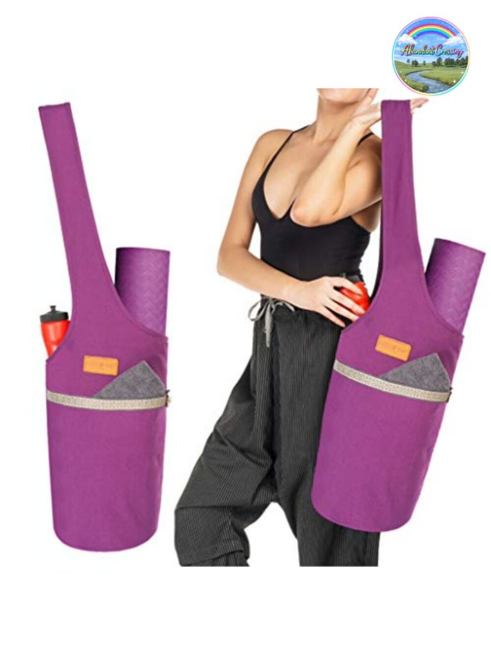 Cotton Canvas Yoga Mat Bag Fits Mats Up to 72in Wide Strap